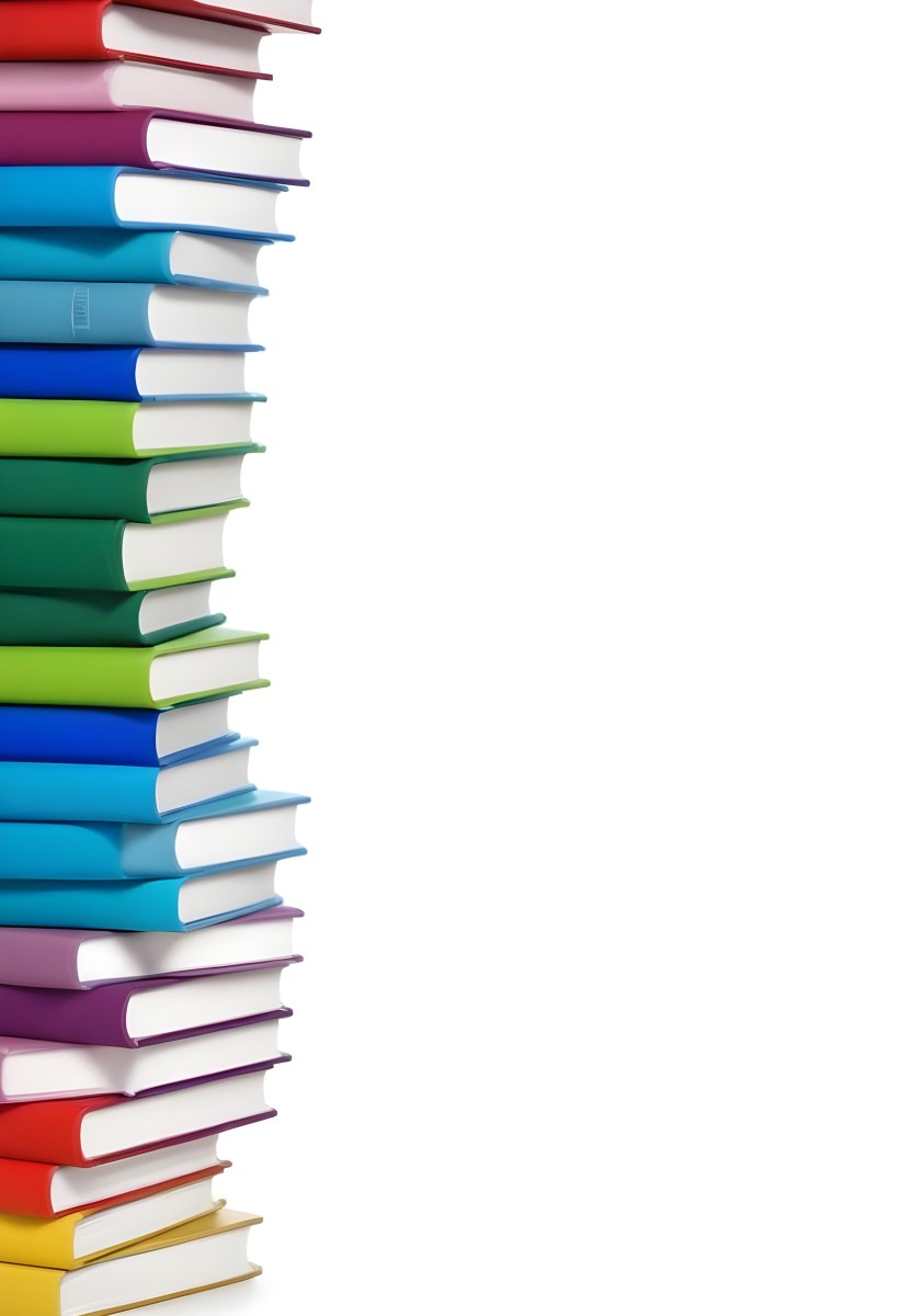 A Stack Of Colorful Books In Shades Of Blue Green And Purple Against A White Background 22 1948