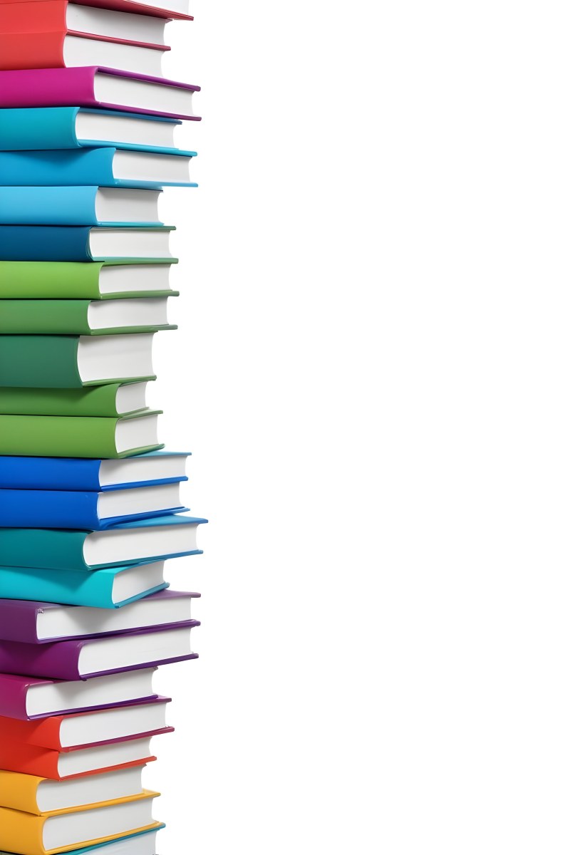 A Stack Of Colorful Books In Shades Of Blue Green And Purple Against A White Background 36 3978