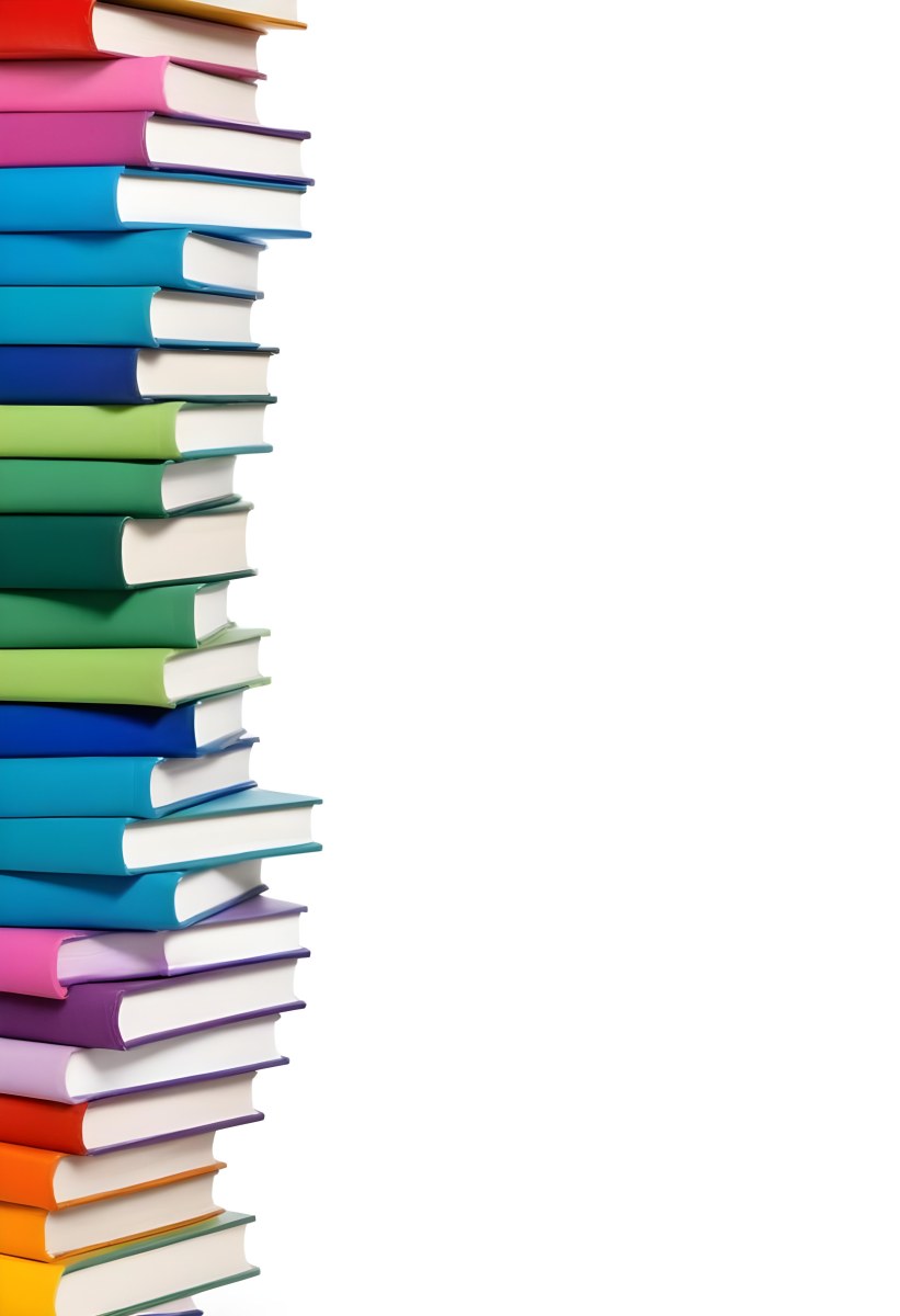 A Stack Of Colorful Books In Shades Of Blue Green And Purple Against A White Background 39 425f