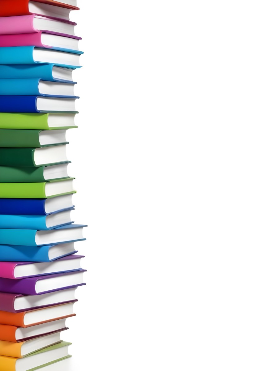 A Stack Of Colorful Books In Shades Of Blue Green And Purple Against A White Background 6 Dd0b
