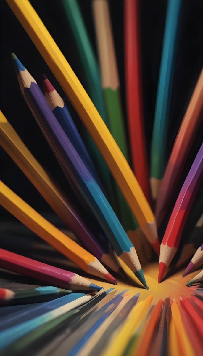 A Yellow Pencil In The Foreground With A Sharp Point And Many Colored Pencils In The Background Out Of Focus In A Dark Environment 7 7471
