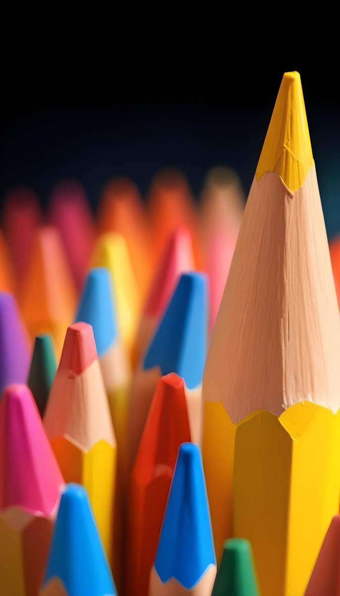 A Yellow Pencil In The Foreground With A Sharp Point And Many Colored Pencils In The Background Out Of Focus In A Dark Environment 8 C71e