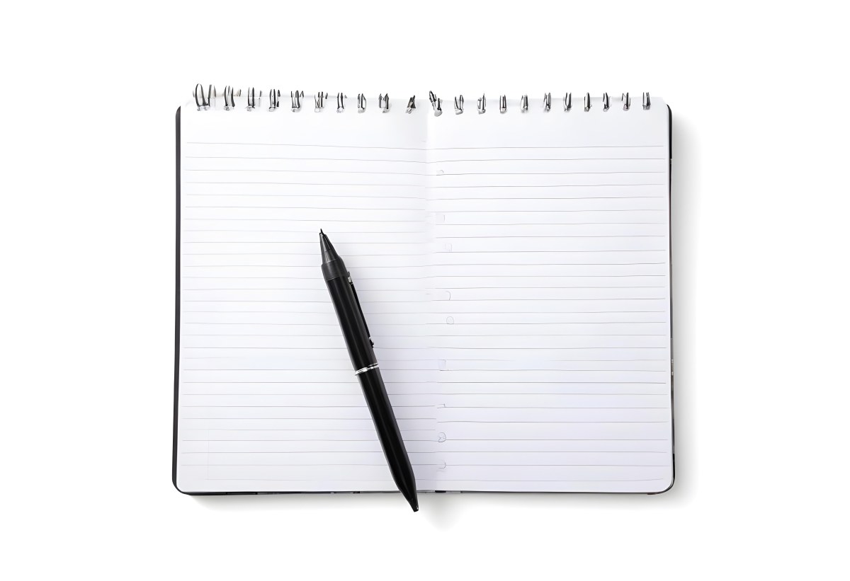 An Open Spiral Notebook With Lined Pages And A Black Pen Lying On Top Isolated On A White Background 5 7206