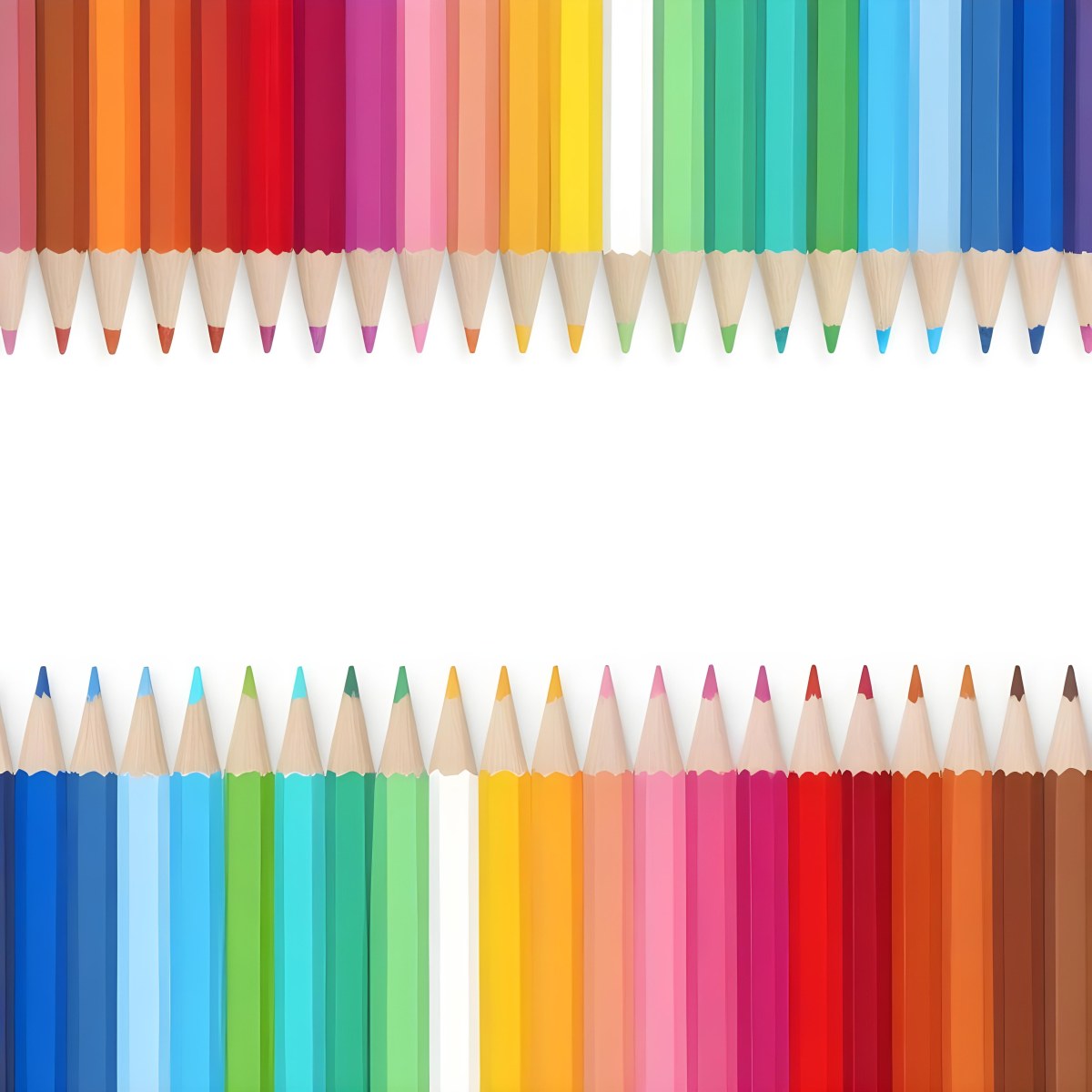 Colored Pencils Arranged In Two Rows Creating A Vibrant Spectrum Of Colors Sharp Tips Pointing Inward White Background Clean And Organized Composition Educational Or Artistic Theme 13 A87f