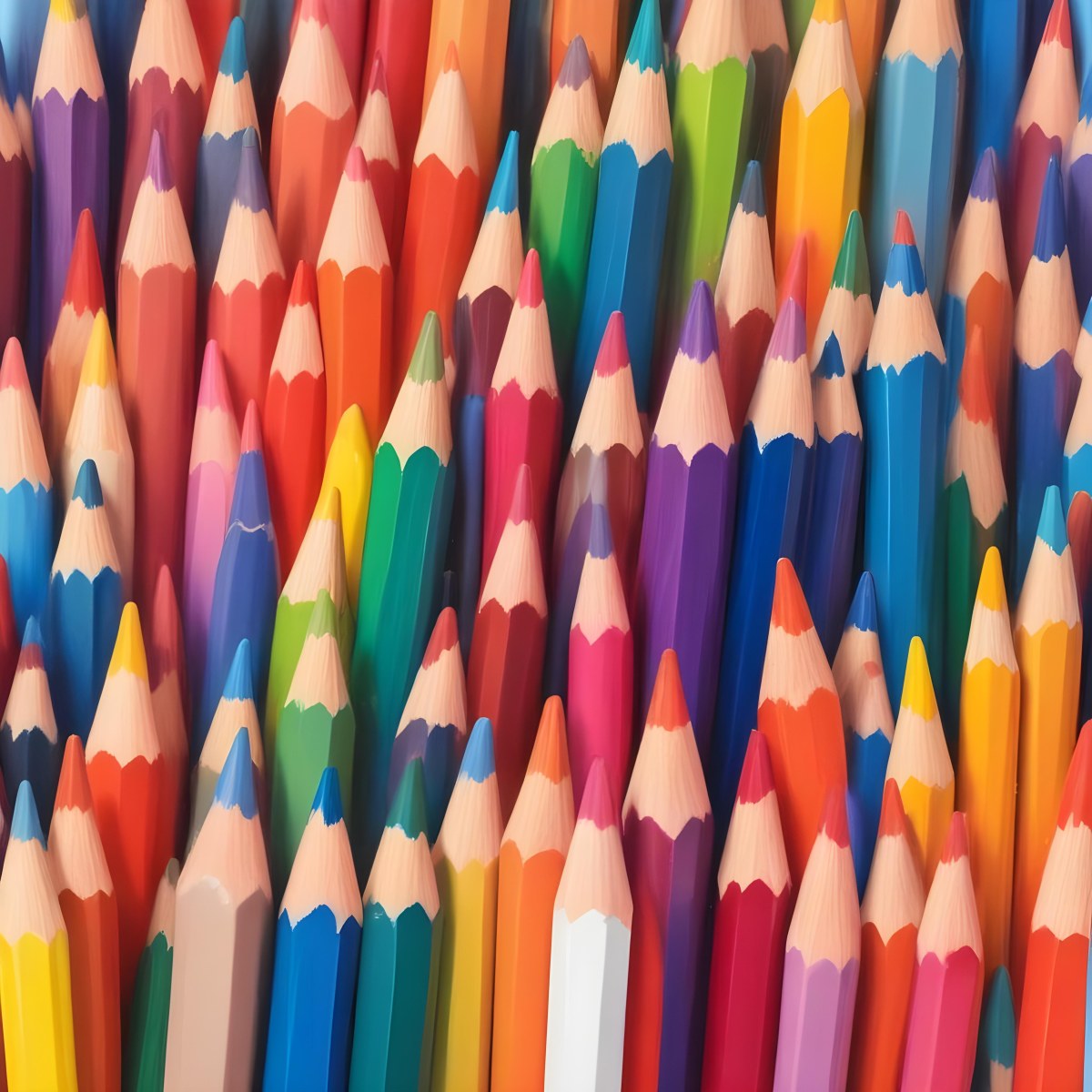 Colored Pencils Arranged In Two Rows Creating A Vibrant Spectrum Of Colors Sharp Tips Pointing Inward White Background Clean And Organized Composition Educational Or Artistic Theme 15 6cc2
