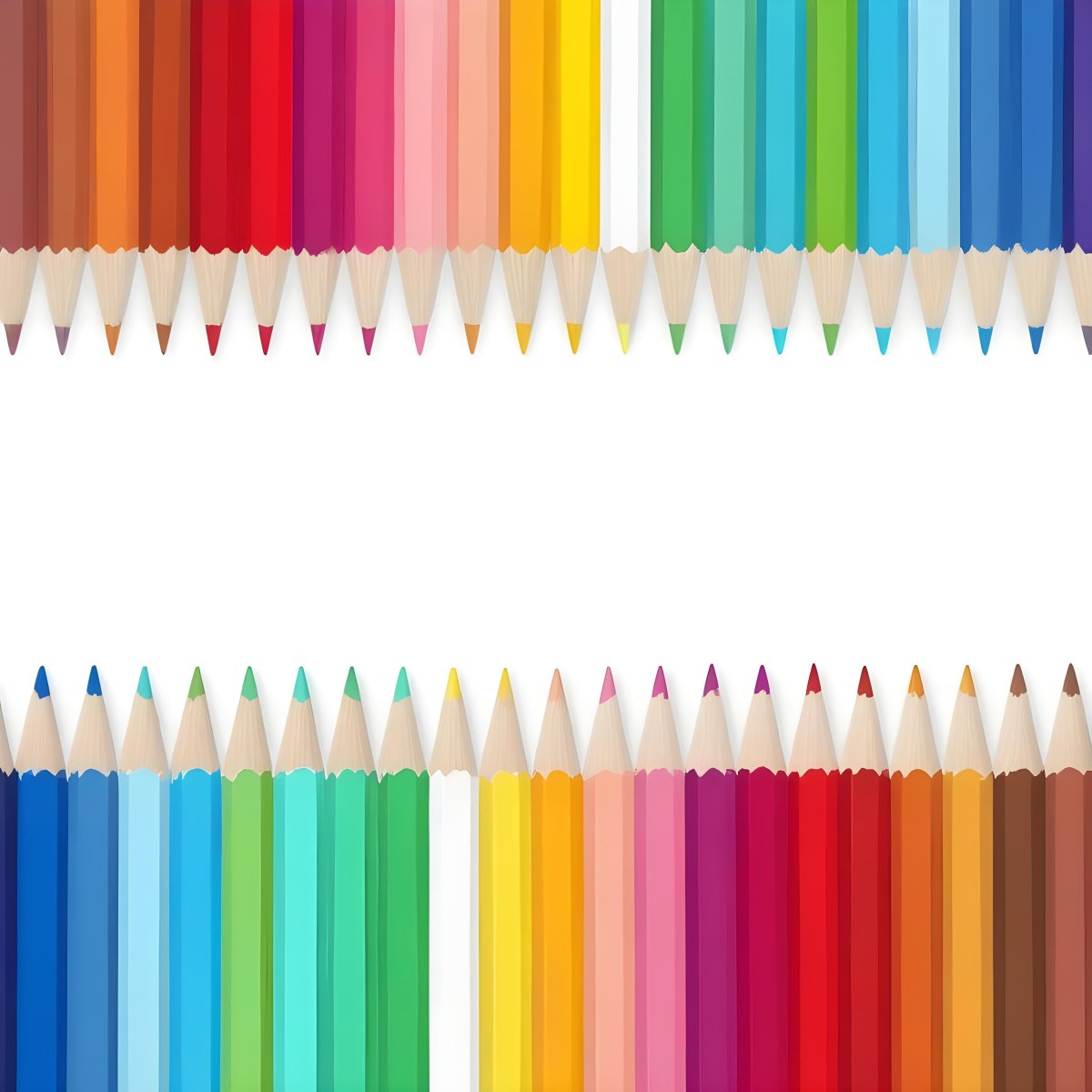Colored Pencils Arranged In Two Rows Creating A Vibrant Spectrum Of Colors Sharp Tips Pointing Inward White Background Clean And Organized Composition Educational Or Artistic Theme 4 54ca