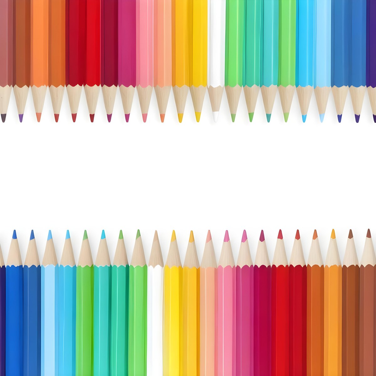 Colored Pencils Arranged In Two Rows Creating A Vibrant Spectrum Of Colors Sharp Tips Pointing Inward White Background Clean And Organized Composition Educational Or Artistic Theme 4 7f1f