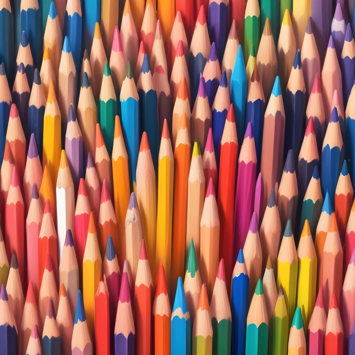 Colored Pencils Arranged In Two Rows Creating A Vibrant Spectrum Of Colors Sharp Tips Pointing Inward White Background Clean And Organized Composition Educational Or Artistic Theme 7 1c25