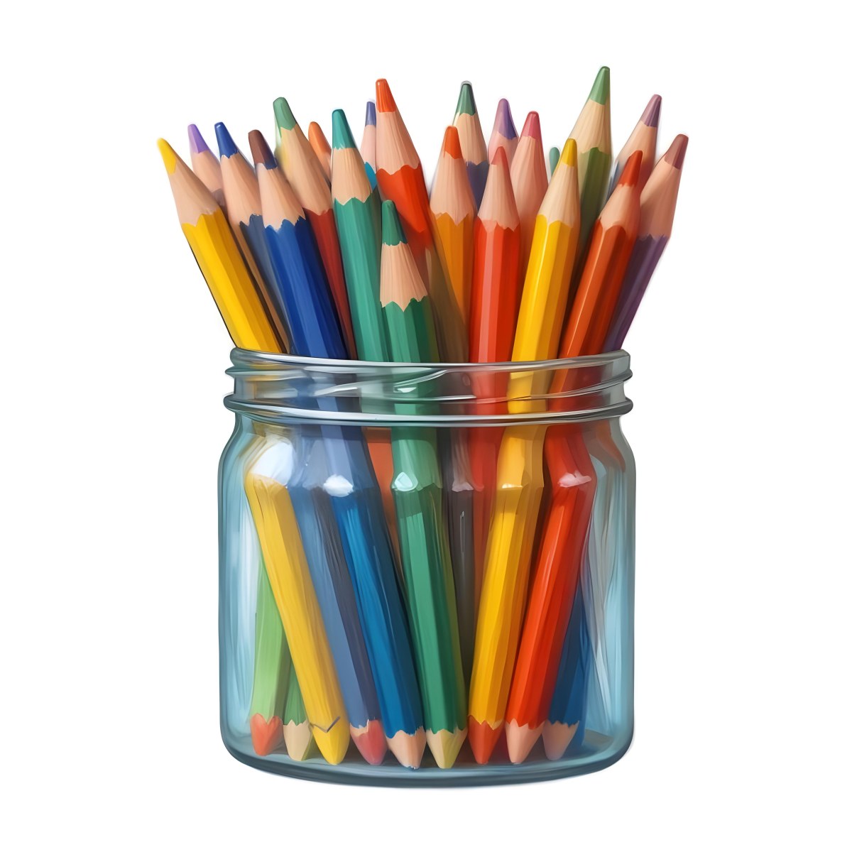 Digital Painting A Pot Filled With A Variety Of Colored Pencils Including Shades Of Red The Pot Is Split In Color With One Half Being Yellow And The Other Half Blue Two Small Capsules In Yellow And Orange Are Plac 169 6305