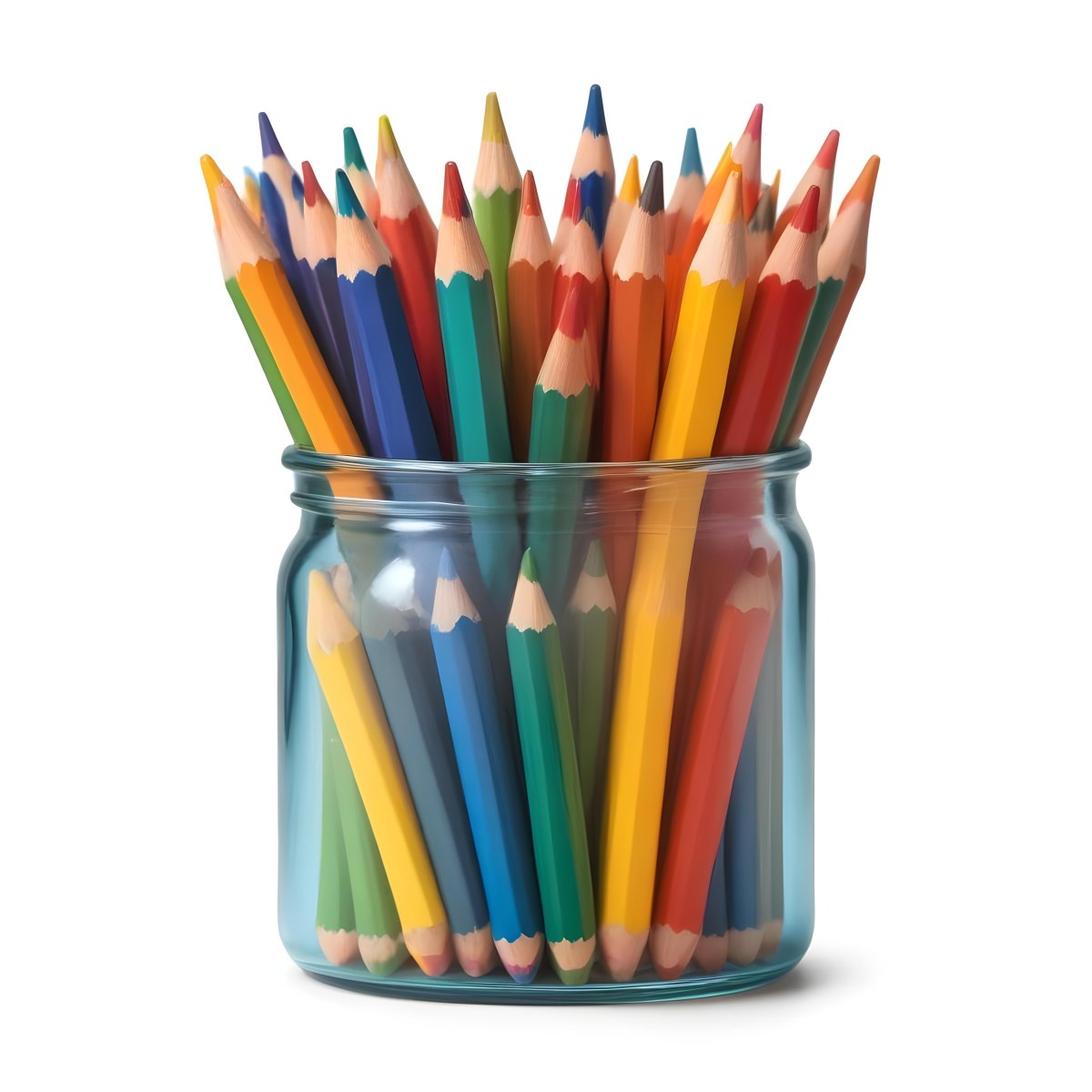 Digital Painting A Pot Filled With A Variety Of Colored Pencils Including Shades Of Red The Pot Is Split In Color With One Half Being Yellow And The Other Half Blue Two Small Capsules In Yellow And Orange Are Plac 43 3388
