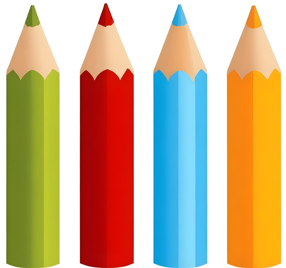 Digital Painting Four Colored Pencils White Red Blue And Orange Arranged Side By Side Simple White Background Clean Vector Graphics Vibrant Colors Educational Material Art Supplies Bold And Slim Lines B 22 Dcda