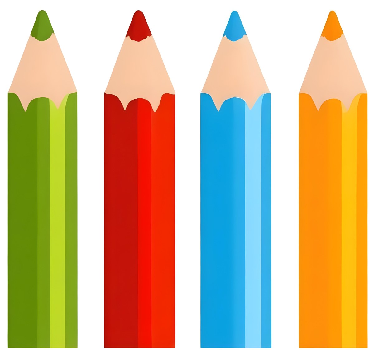 Digital Painting Four Colored Pencils White Red Blue And Orange Arranged Side By Side Simple White Background Clean Vector Graphics Vibrant Colors Educational Material Art Supplies Bold And Slim Lines B 27 Dfeb