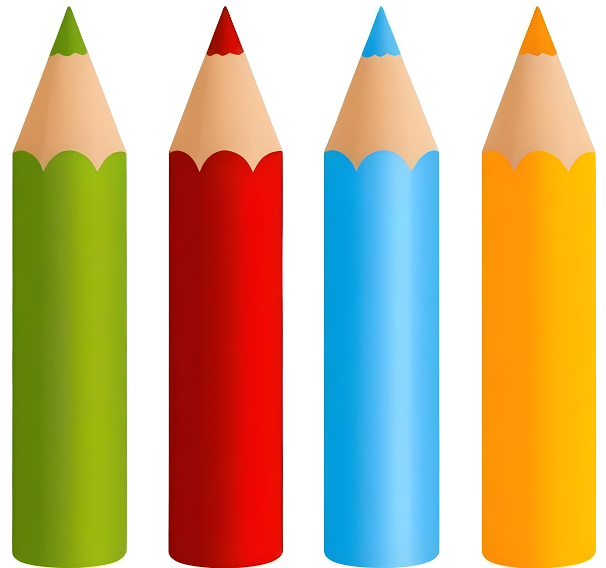 Digital Painting Four Colored Pencils White Red Blue And Orange Arranged Side By Side Simple White Background Clean Vector Graphics Vibrant Colors Educational Material Art Supplies Bold And Slim Lines B 3 10c7