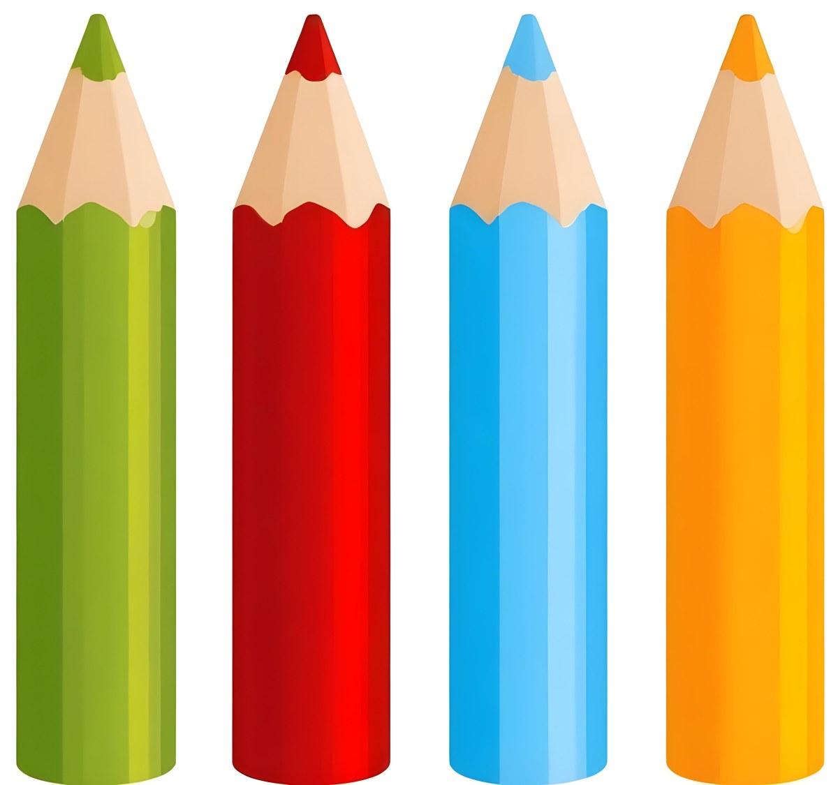 Digital Painting Four Colored Pencils White Red Blue And Orange Arranged Side By Side Simple White Background Clean Vector Graphics Vibrant Colors Educational Material Art Supplies Bold And Slim Lines B 30 Aef3