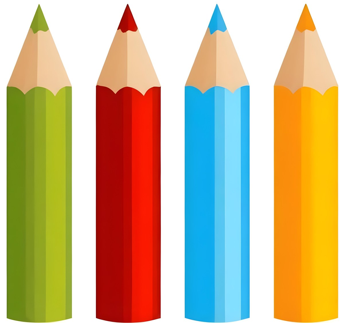 Digital Painting Four Colored Pencils White Red Blue And Orange Arranged Side By Side Simple White Background Clean Vector Graphics Vibrant Colors Educational Material Art Supplies Bold And Slim Lines B 32 Dea8