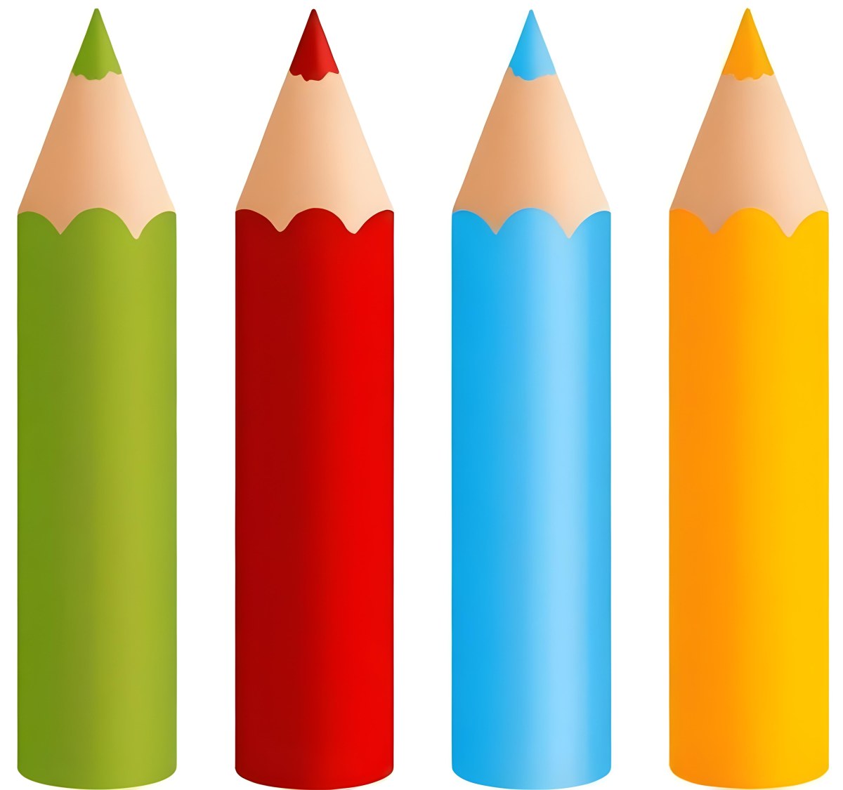 Digital Painting Four Colored Pencils White Red Blue And Orange Arranged Side By Side Simple White Background Clean Vector Graphics Vibrant Colors Educational Material Art Supplies Bold And Slim Lines B 9 Debd