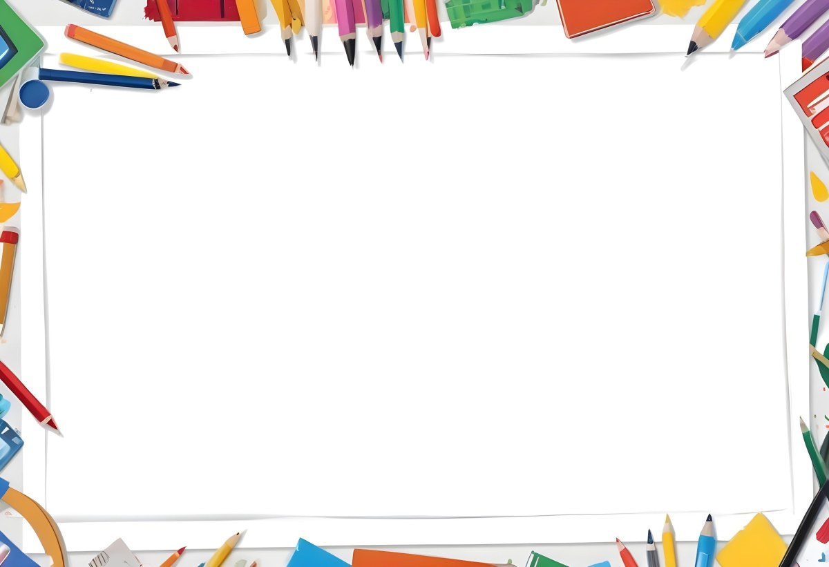 Digital Painting White Frame With School Supplies Around It Bold And Slim Lines Brush Strokes 2 7ad1