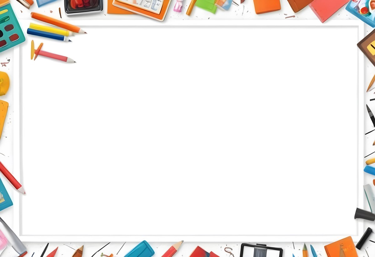Digital Painting White Frame With School Supplies Around It Bold And Slim Lines Brush Strokes 22 5e8d