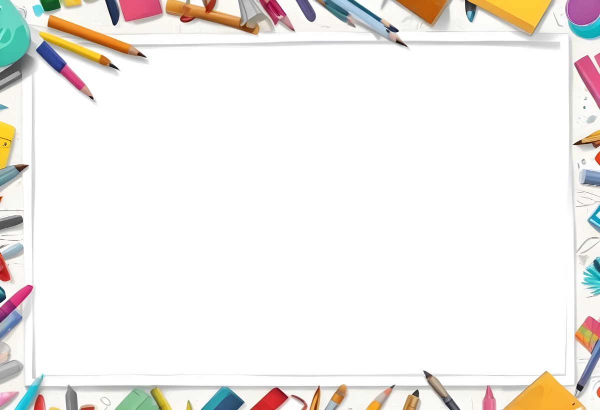Digital Painting White Frame With School Supplies Around It Bold And Slim Lines Brush Strokes 28 27ba