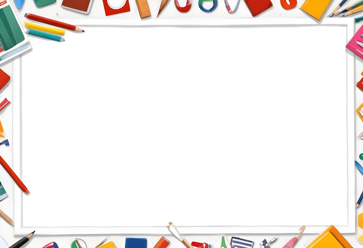 Digital Painting White Frame With School Supplies Around It Bold And Slim Lines Brush Strokes 32 73f4