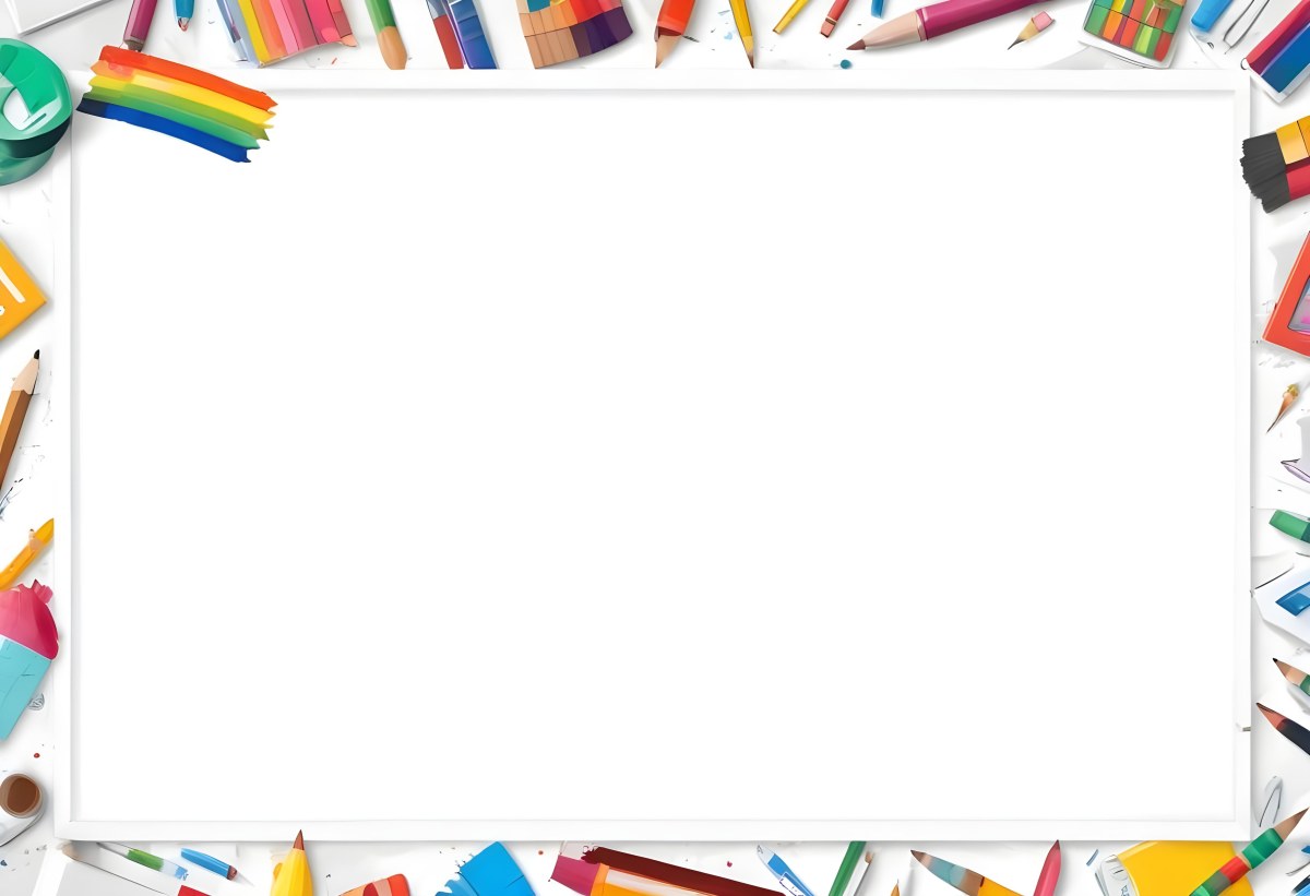 Digital Painting White Frame With School Supplies Around It Bold And Slim Lines Brush Strokes 38 9c9b