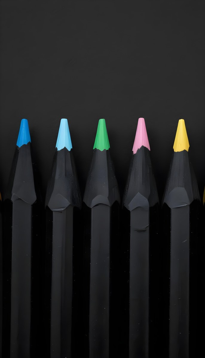 Five Yellow Pencils With Black Light Blue Black Black And Black Tips In A Yellow Background 11 87b6