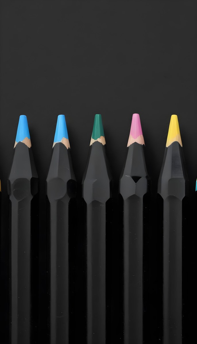 Five Yellow Pencils With Black Light Blue Black Black And Black Tips In A Yellow Background 15 D5ec