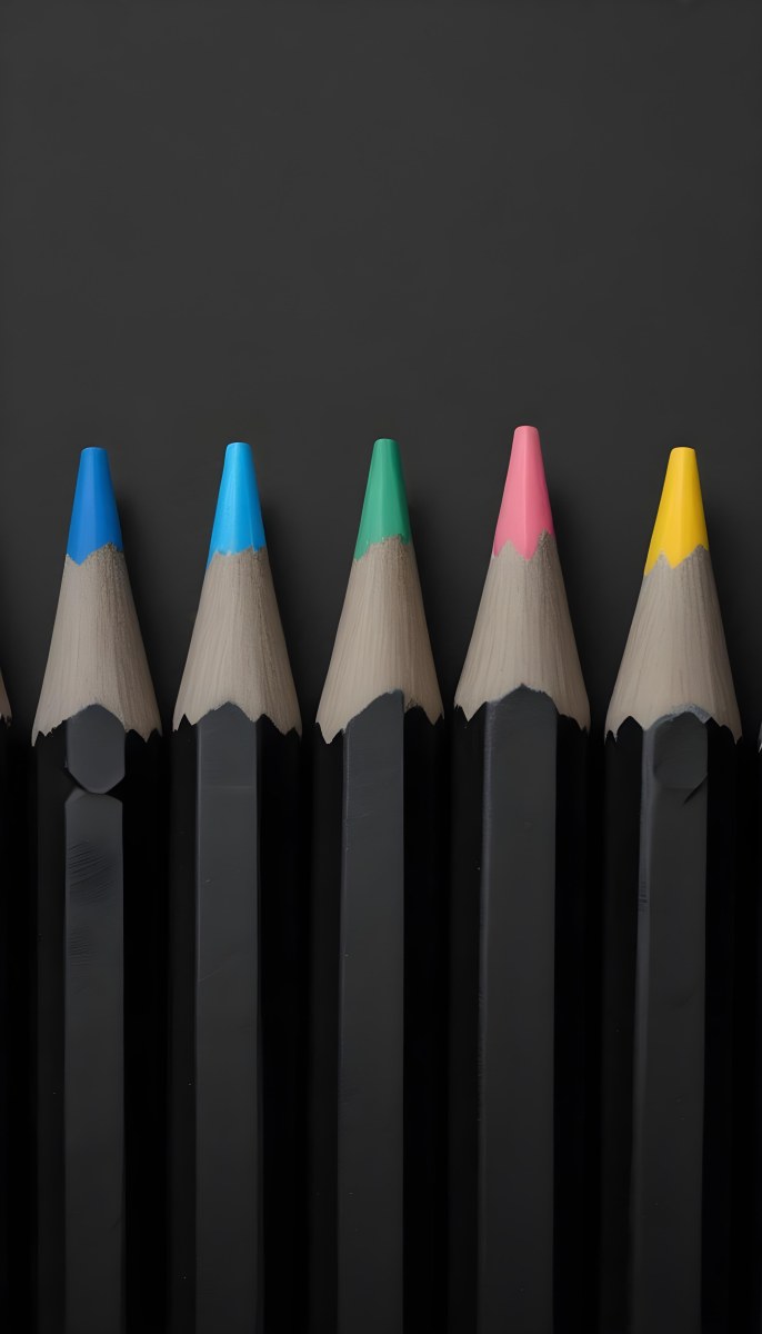 Five Yellow Pencils With Black Light Blue Black Black And Black Tips In A Yellow Background 28 0b1b