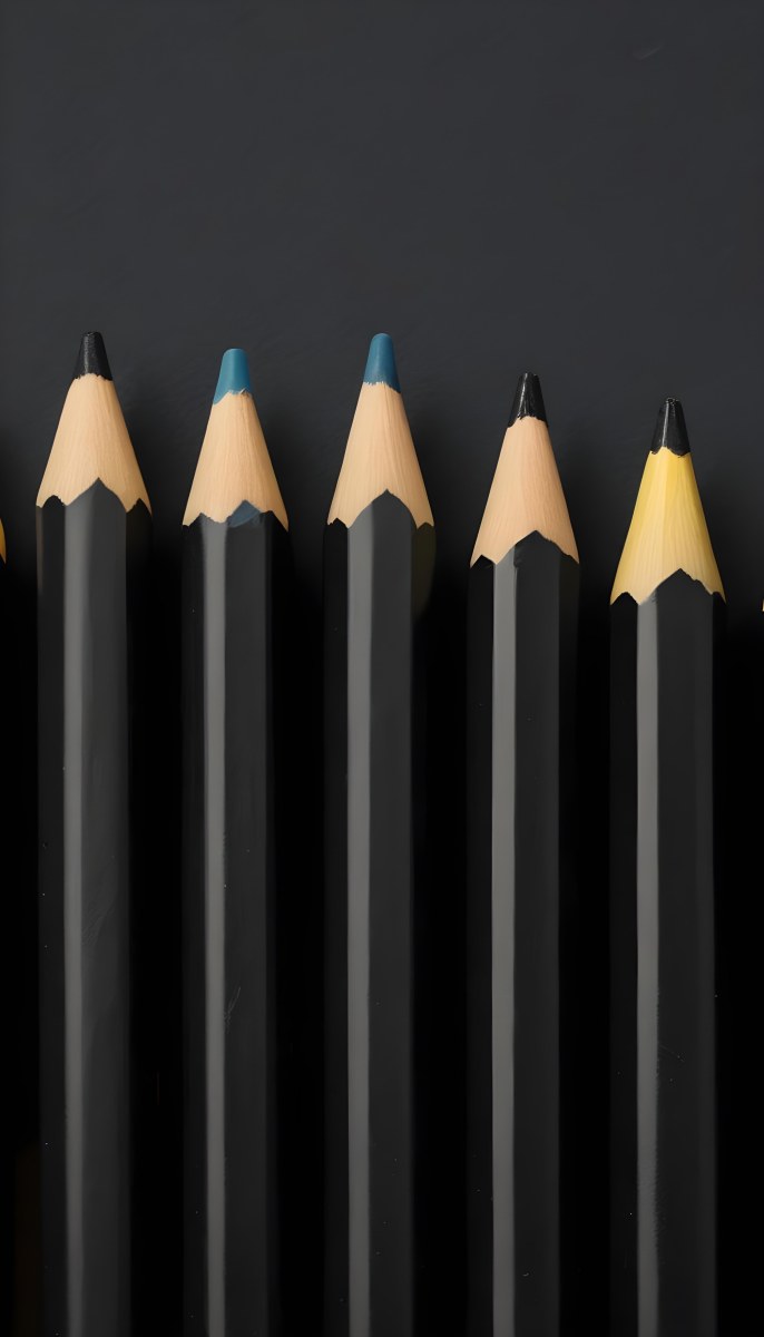 Five Yellow Pencils With Black Light Blue Black Black And Black Tips In A Yellow Background 29 A56b
