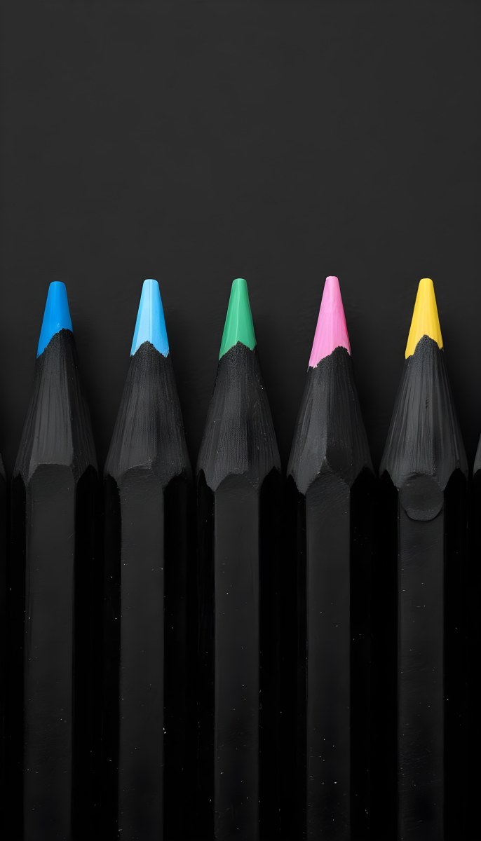 Five Yellow Pencils With Black Light Blue Black Black And Black Tips In A Yellow Background 3 2202