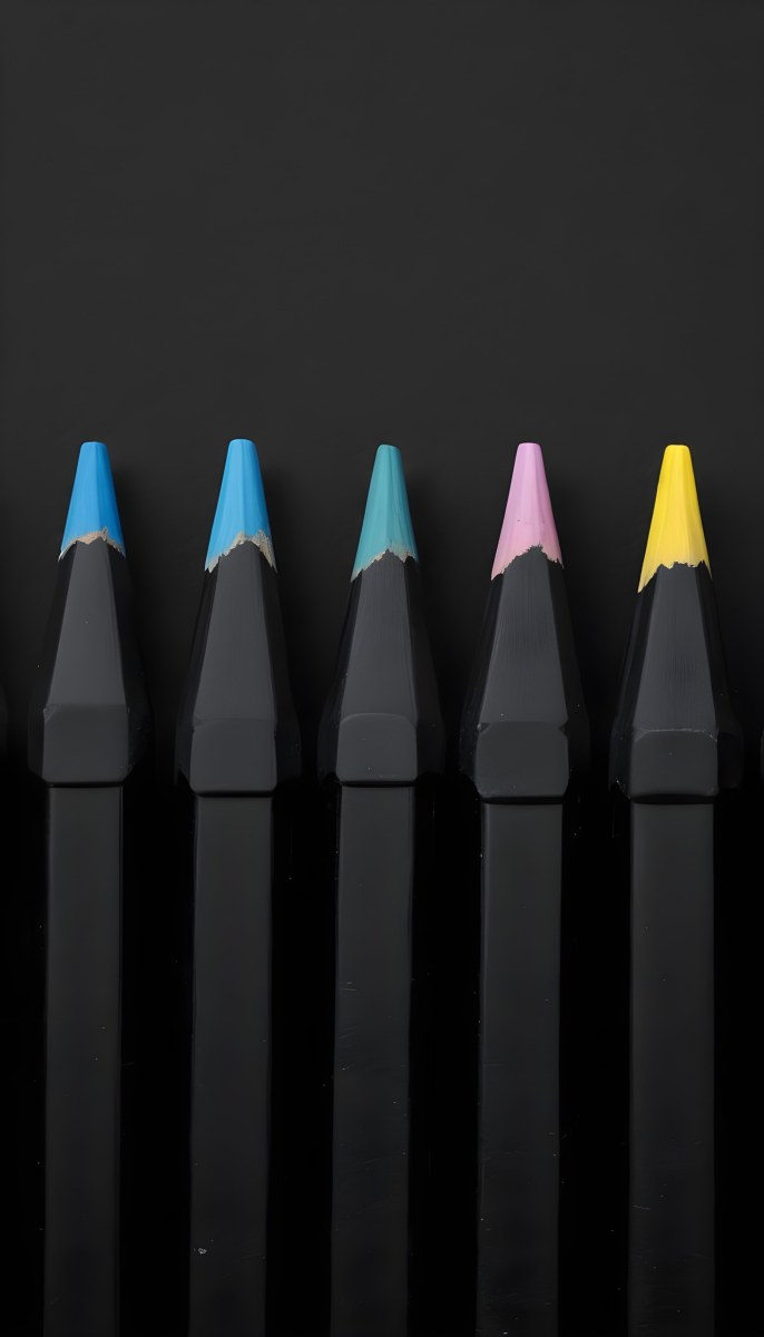 Five Yellow Pencils With Black Light Blue Black Black And Black Tips In A Yellow Background 5 6cff