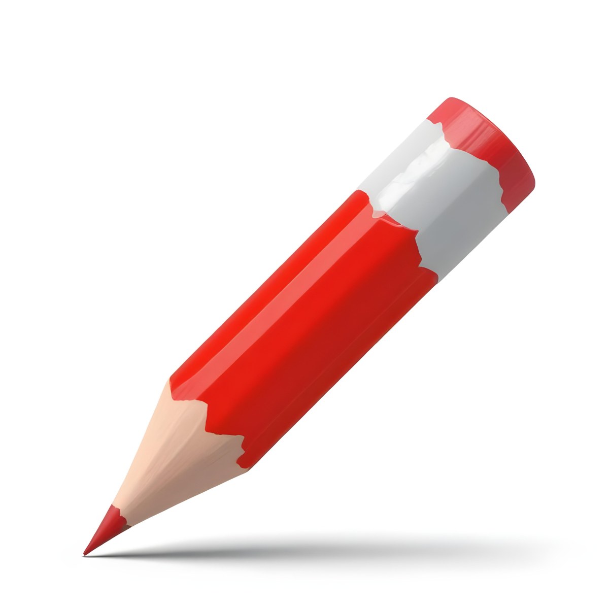 Red Pencil With A Red Eraser On A White Background 14 62d6
