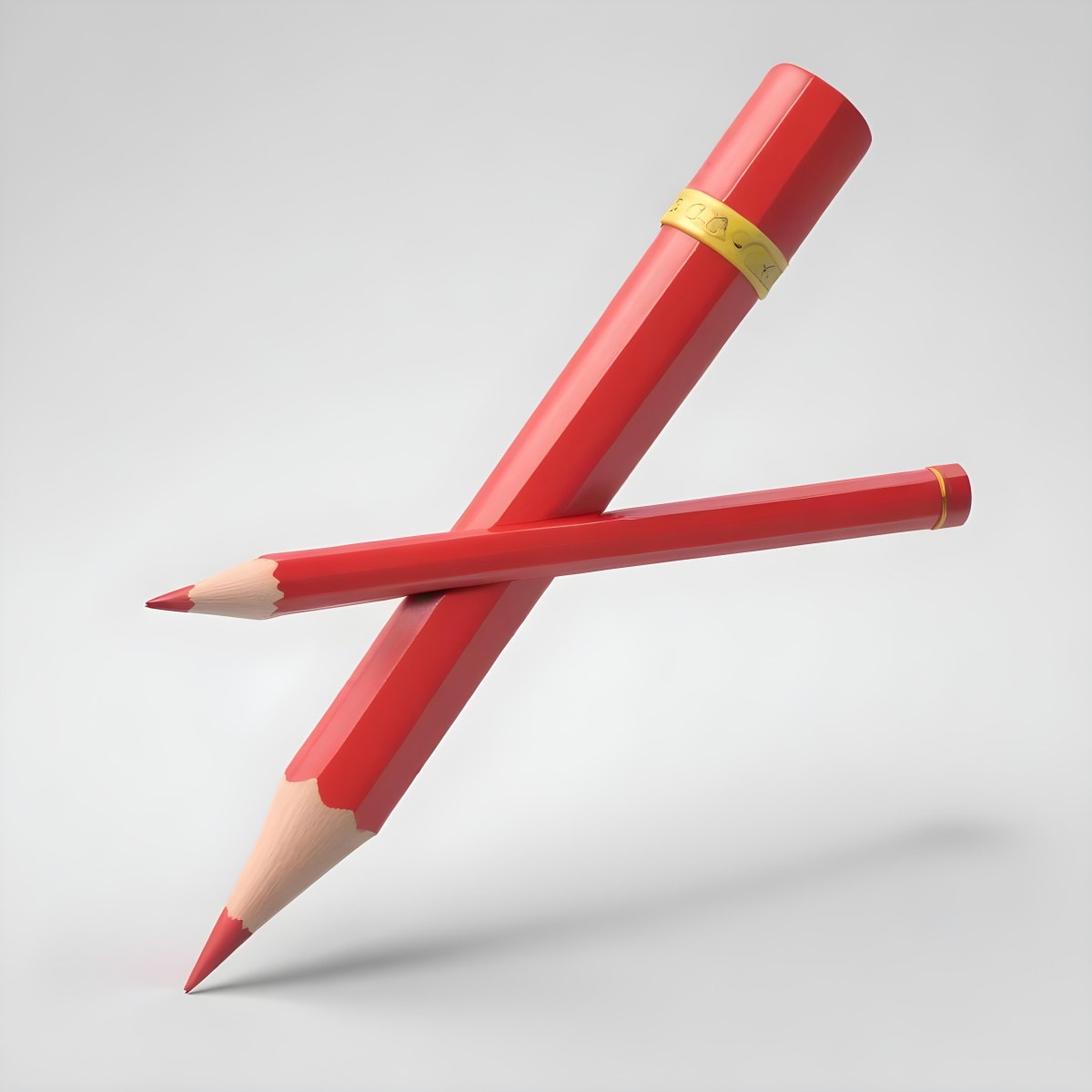 Red Pencil With A Red Eraser On A White Background 16 403c