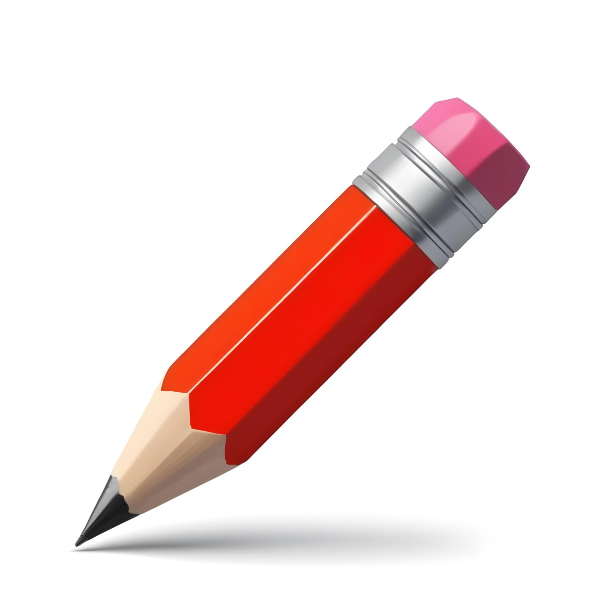 Red Pencil With A Red Eraser On A White Background 32 D009