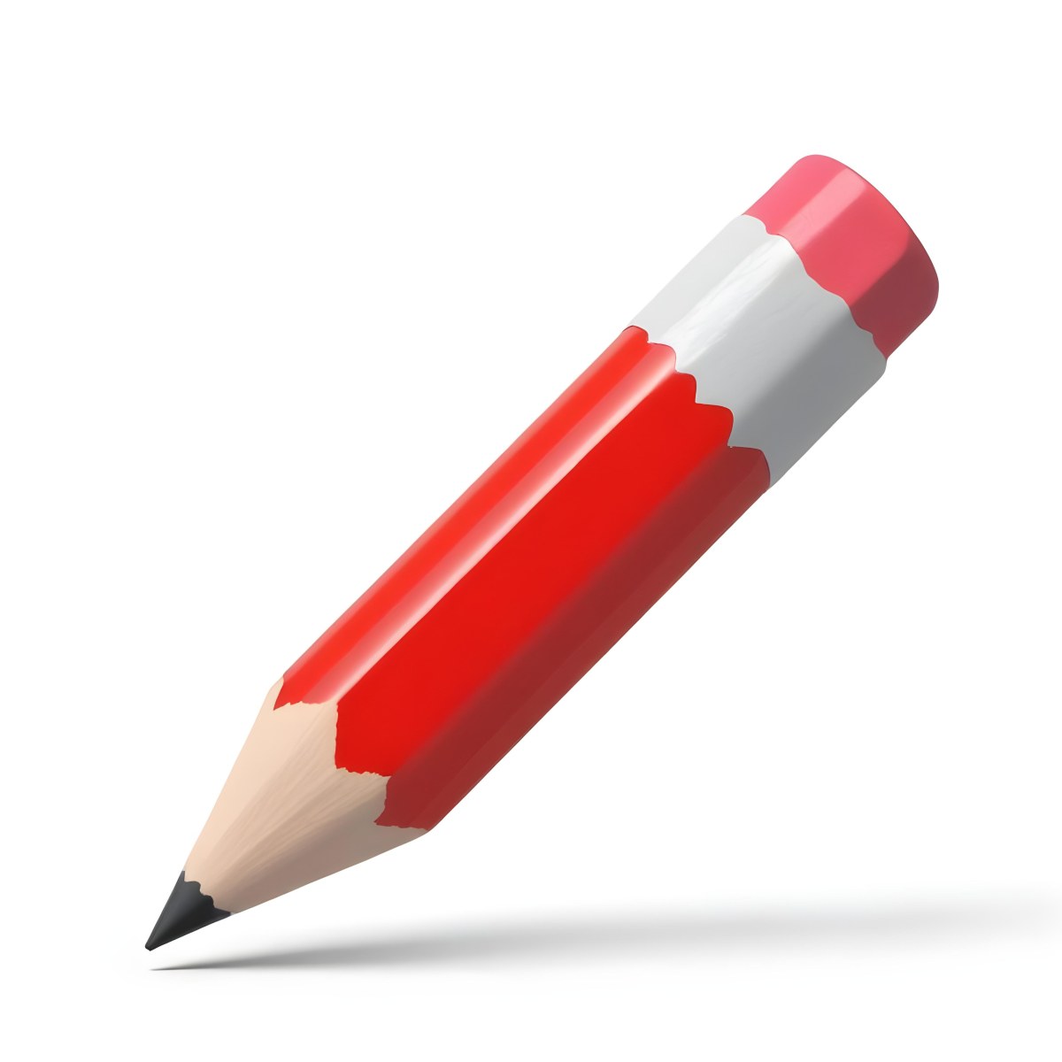 Red Pencil With A Red Eraser On A White Background 5 32c6