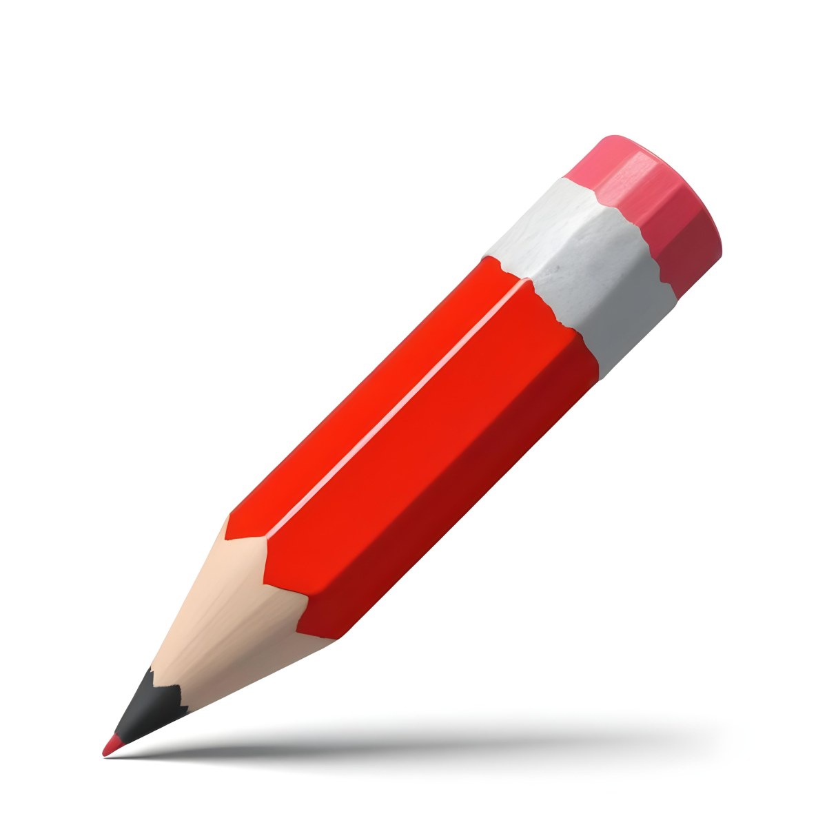 Red Pencil With A Red Eraser On A White Background 6 2e2b