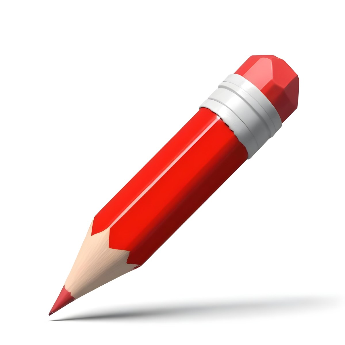 Red Pencil With A Red Eraser On A White Background 8 7083