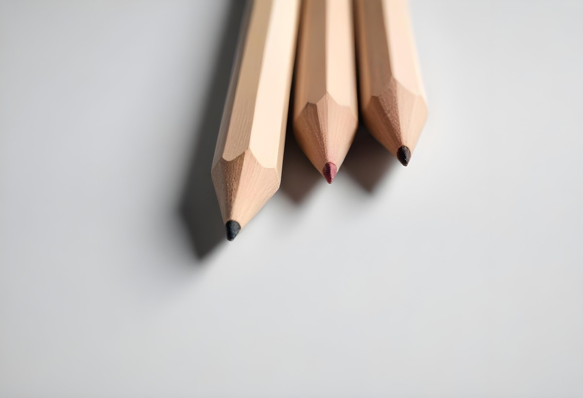 Three Wooden Pencils With Blunt Tips On A Light Background 8 533b