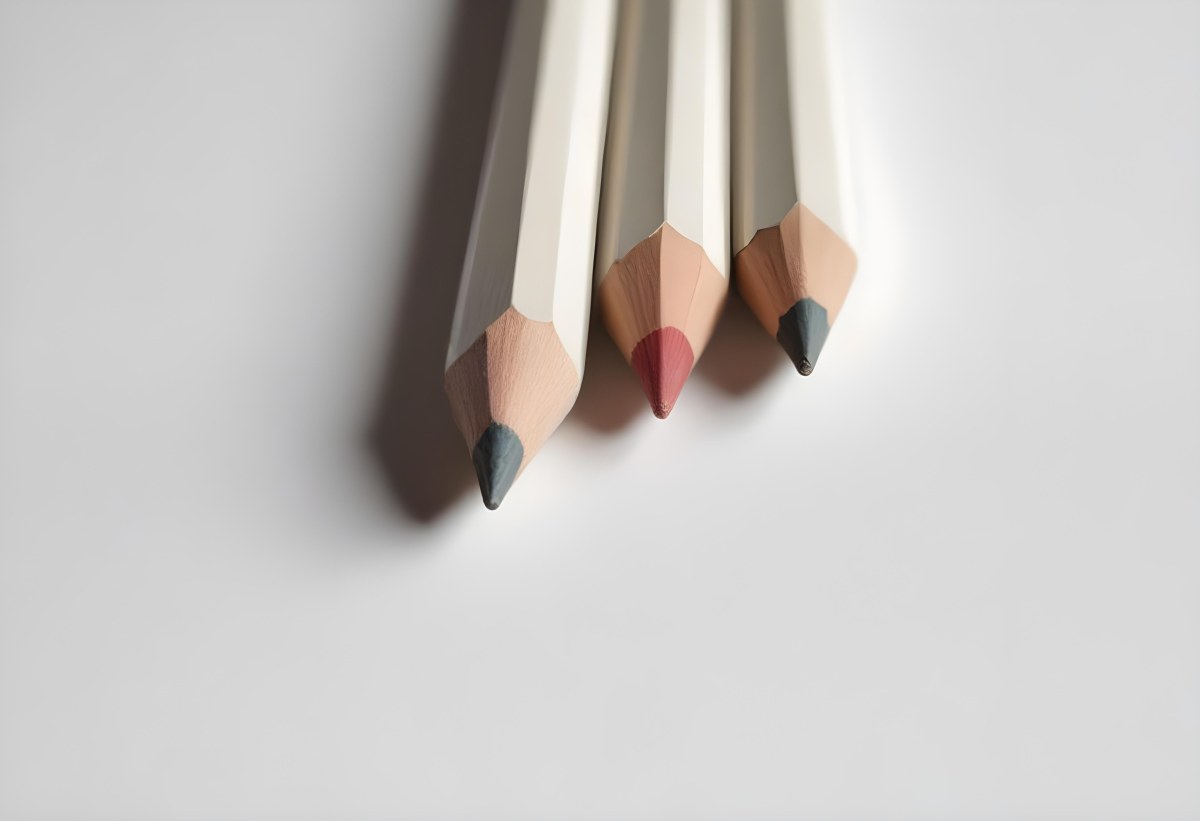 Three Wooden Pencils With Blunt Tips On A Light Background 9 4009