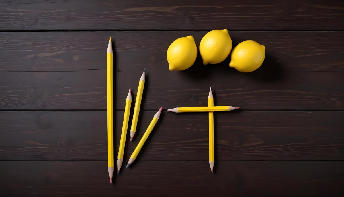Yellow Pencils And A Lemon On A Dark Wooden Surface 15 07b6