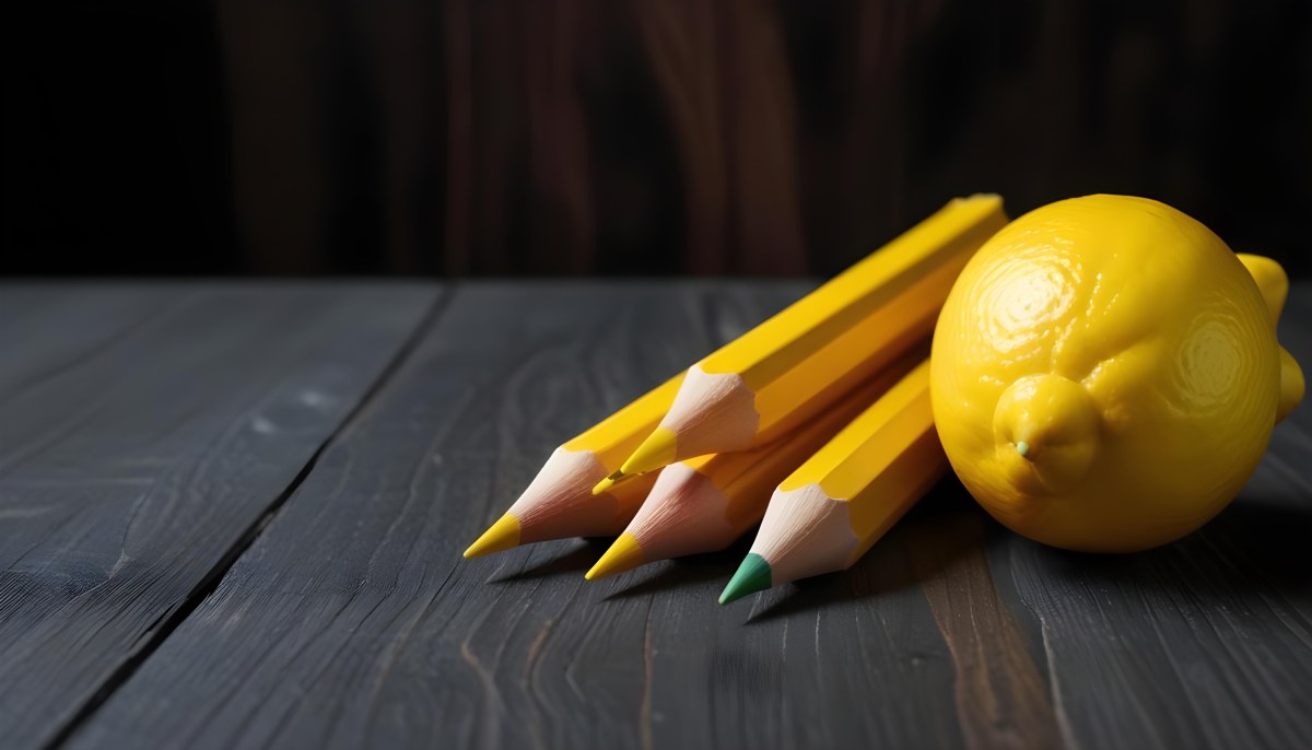 Yellow Pencils And A Lemon On A Dark Wooden Surface 16 8a4e