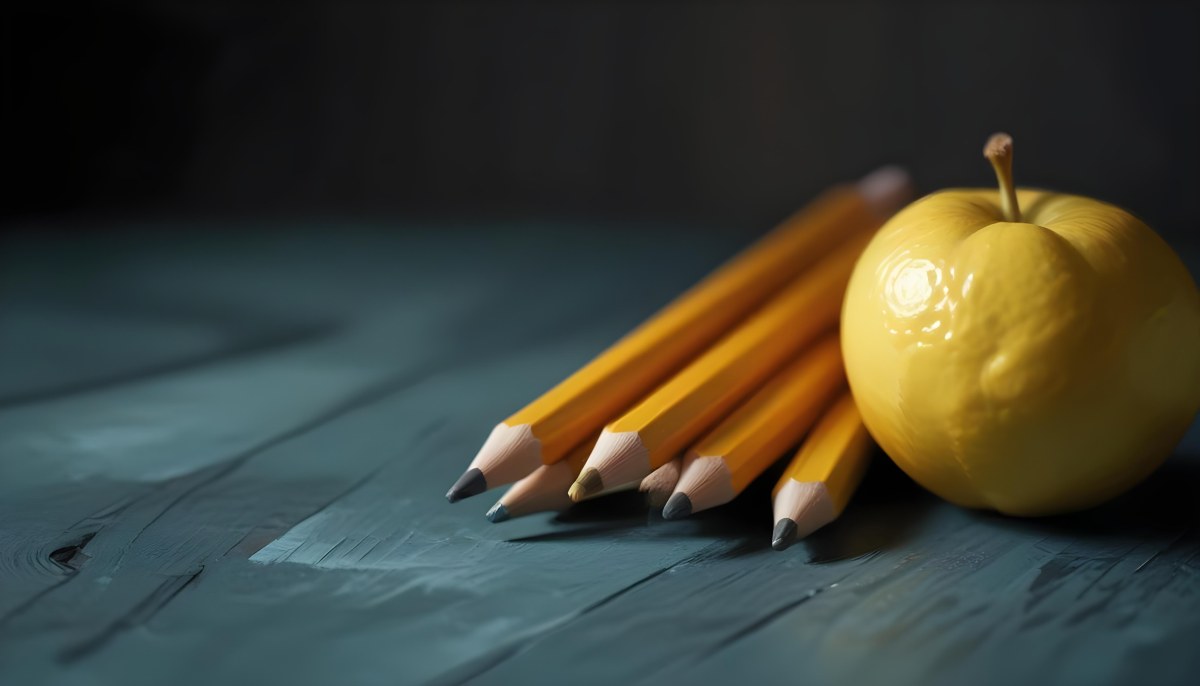 Yellow Pencils And A Lemon On A Dark Wooden Surface 2 3d15