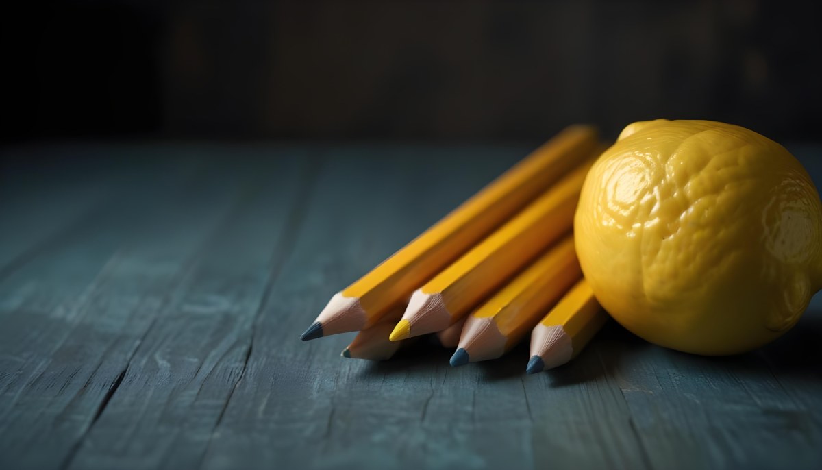 Yellow Pencils And A Lemon On A Dark Wooden Surface 6 1f84