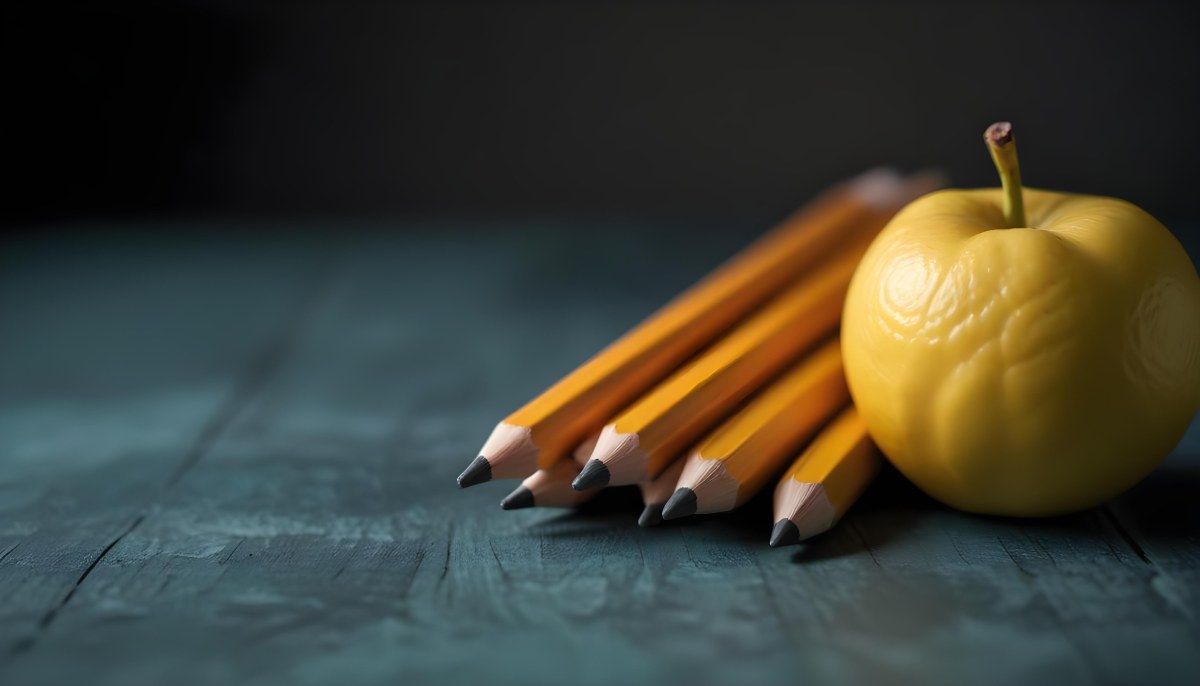 Yellow Pencils And A Lemon On A Dark Wooden Surface 8 A331
