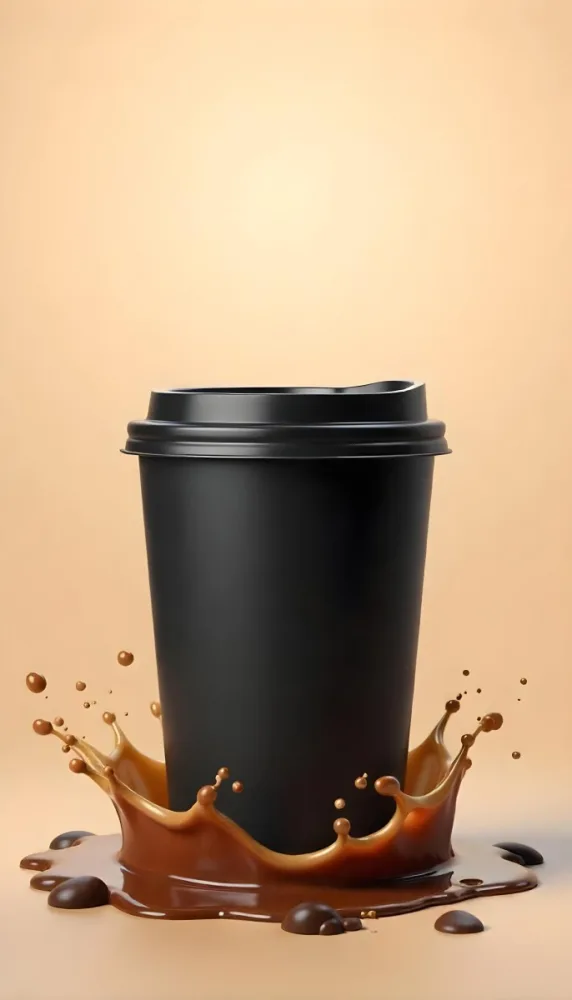 A Black Disposable Coffee Cup