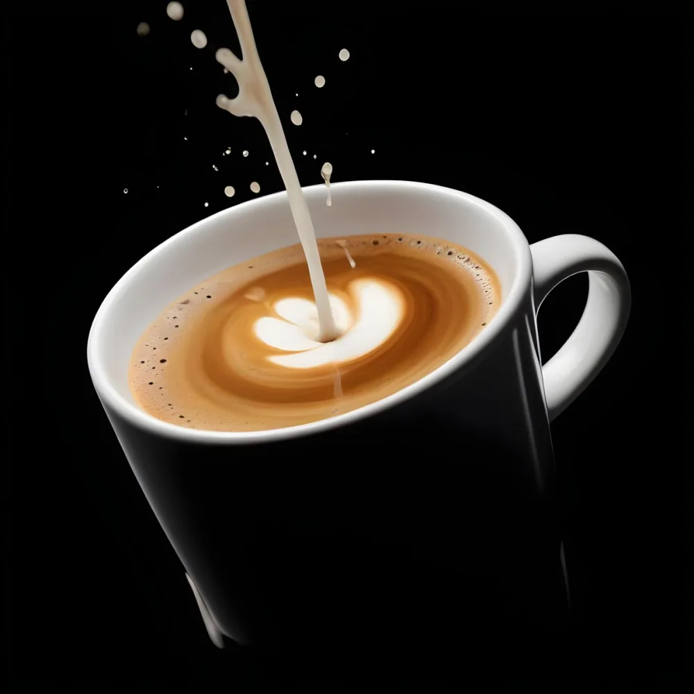 A Cup Of Coffee With A Splash White Liquid White Ceramic Mug Simple Composition Minimalist Style Dark Background Studio Shot High Contrast 5 3ca7