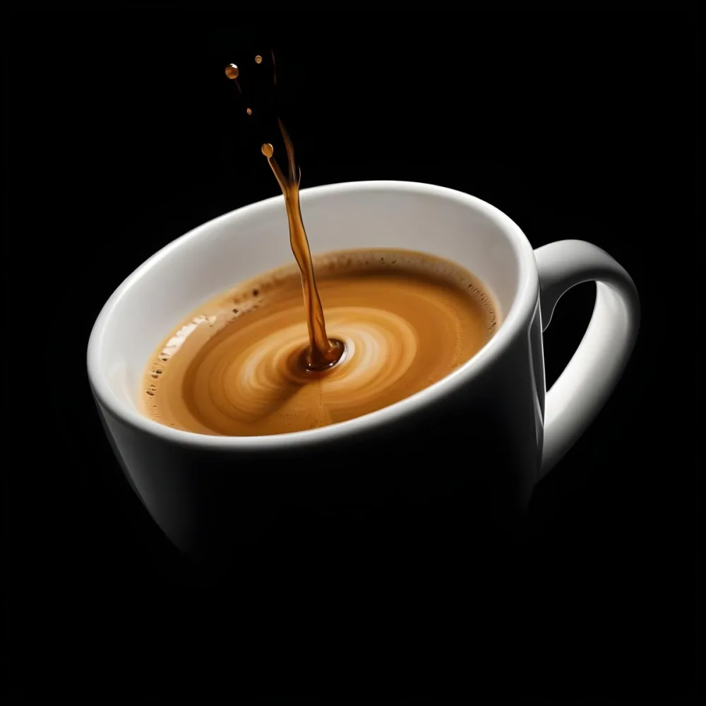 A Cup Of Coffee With A Splash White Liquid White Ceramic Mug Simple Composition Minimalist Style Dark Background Studio Shot High Contrast 6 C4c9