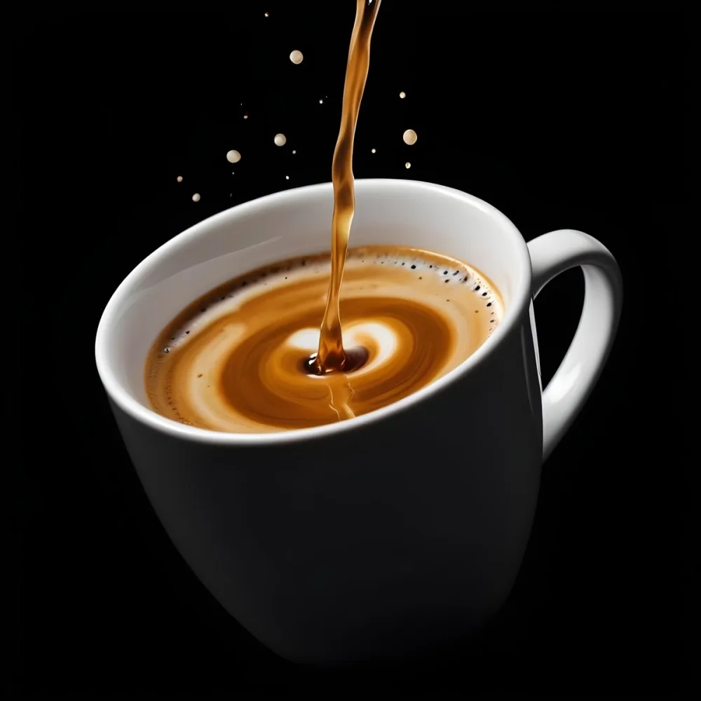 A Cup Of Coffee With A Splash White Liquid White Ceramic Mug Simple Composition Minimalist Style Dark Background Studio Shot High Contrast 9 8ea0