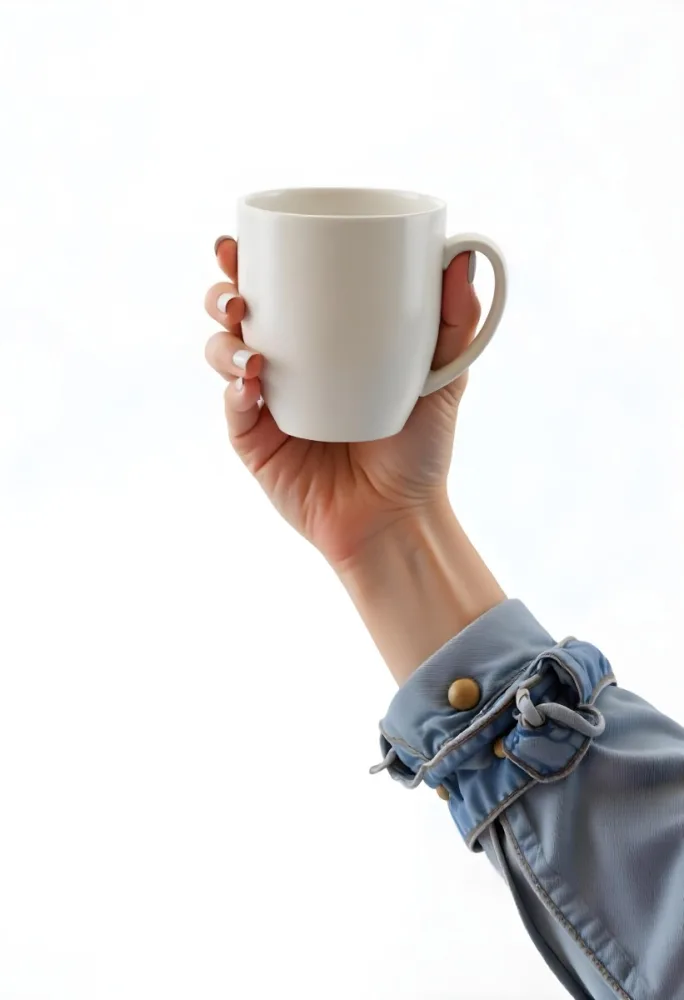A Fair Skinned Hand Holding A Green Mug The