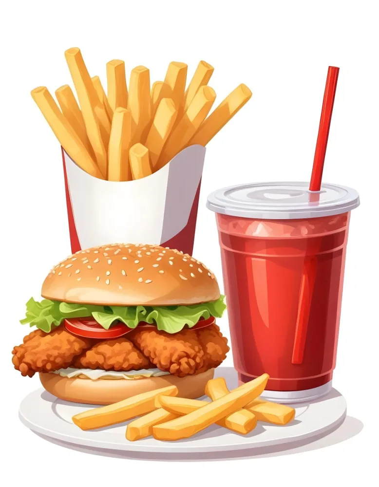 A Fast Food Meal Consisting Of A Fried Chicken Sandwich French Fries And A Red Soda Drink 68 16f6